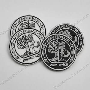 AMG Emblem Patch for Mercedes-Benz, 75mm Embroidered Logo Badge, Self Adhesive Car Patch, White or Black