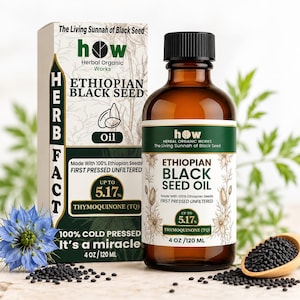 Ethiopian Black Seed Oil 5.17% High Thymoquinone Cold Pressed Nigella Sativa 4oz Glass Bottle
