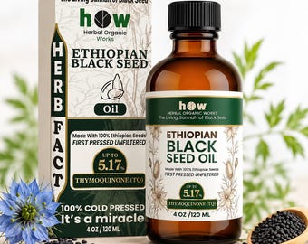 Ethiopian Black Seed Oil 5.17% High Thymoquinone Cold Pressed Nigella Sativa 4oz Glass Bottle