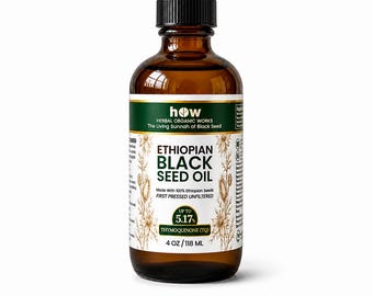 Ethiopian Black Seed Oil 5.17% High Thymoquinone Cold Pressed Nigella Sativa 4oz Glass Bottle