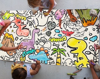 Dinosaur Giant Coloring Poster or Tablecloth | Paper Dinosaur Tablecloth For Parties | Dino party Decorations | 30"x60" inches
