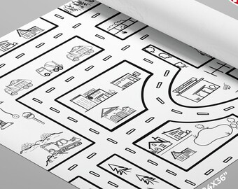 GIANT Coloring Poster | Car Play Mat Coloring Page | 24X36 Inch | Coloring Sheet | City Life Coloring | Kids Activity