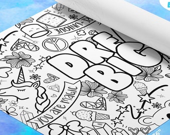 GIANT Unicorns and Rainbows Coloring Poster | Dream Big Coloring Page | 24X36 Inch | Coloring Sheet | Kids Activity