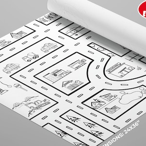 GIANT Coloring Poster | Car Play Mat Coloring Page | 24X36 Inch | Coloring Sheet | City Life Coloring | Kids Activity