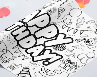 GIANT Birthday Coloring Poster | Birthday Coloring Page | 24X36" Inch | Coloring Activity | Table Cover | Birthday Banner