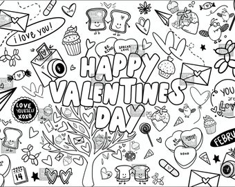 Big Sheetz Heart Themed Coloring Sheet | Giant Love Coloring Page | 24x36 | Coloring Poster | Adult Coloring Kids Coloring Activity