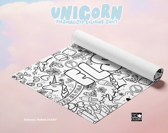 Customized GIANT Coloring Poster | Custom Name Coloring Sheet | Personalized Coloring Page | 24X36 Inch | Unicorn Coloring | Delivered