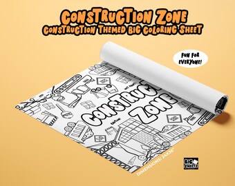 GIANT Construction Truck Coloring Poster or Table Cover | Paper Truck Tablecloth for Birthday Parties | Truck Party Decor | 24x36"