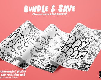 GIANT Coloring Poster | BUNDLE & SAVE | 24X36" Inch | Coloring Activity | Table Cover