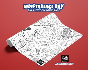 4th of July Activity | GIANT Coloring Poster | Coloring Page Tablecloth | Independence Day 30"x60"
