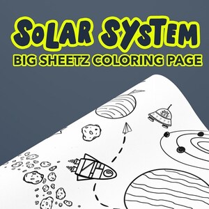 Outer Space Kids Party Activity | GIANT Coloring Poster | Coloring Page Tablecloth | 30&quot;x60&quot;