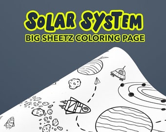 Outer Space Kids Party Activity | GIANT Coloring Poster | Coloring Page Tablecloth | 30"x60"