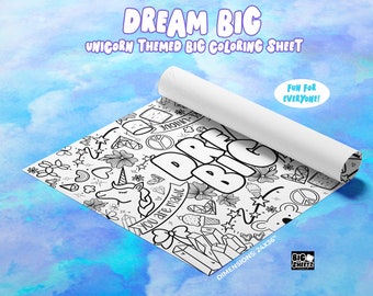 GIANT Unicorns and Rainbows Coloring Poster | Dream Big Coloring Page | 24X36 Inch | Coloring Sheet | Kids Activity