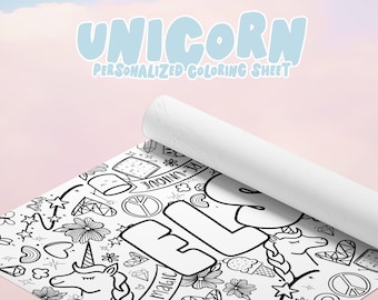 Customized GIANT Coloring Poster | Custom Name Coloring Sheet | Personalized Coloring Page | 24X36 Inch | Unicorn Coloring | Delivered