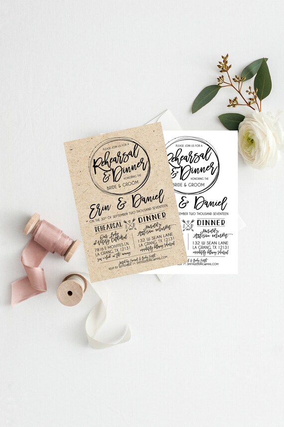 Zaproszenie Na Kolację Próby Rustykalne Zaproszenie Próby Etsy