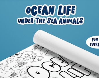 Big Sheetz Ocean Life Giant Coloring Page | Sea Animals Large Coloring Sheet or Table Cover | Paper Tablecloth for Birthday Parties | 24x36"