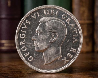 1948 Canada Georgivs VI Silver Dollar Rare Canadian Coins for Collectors, Voyageur Dollar Antique Collectible Silver Coins Collection