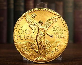 Seltene mexikanische 50 Pesos Goldmünzen von 1947, alte mexikanische Pesos Alte Münzen für Sammler, antike mexikanische Adler-Sammelmünzensammlung