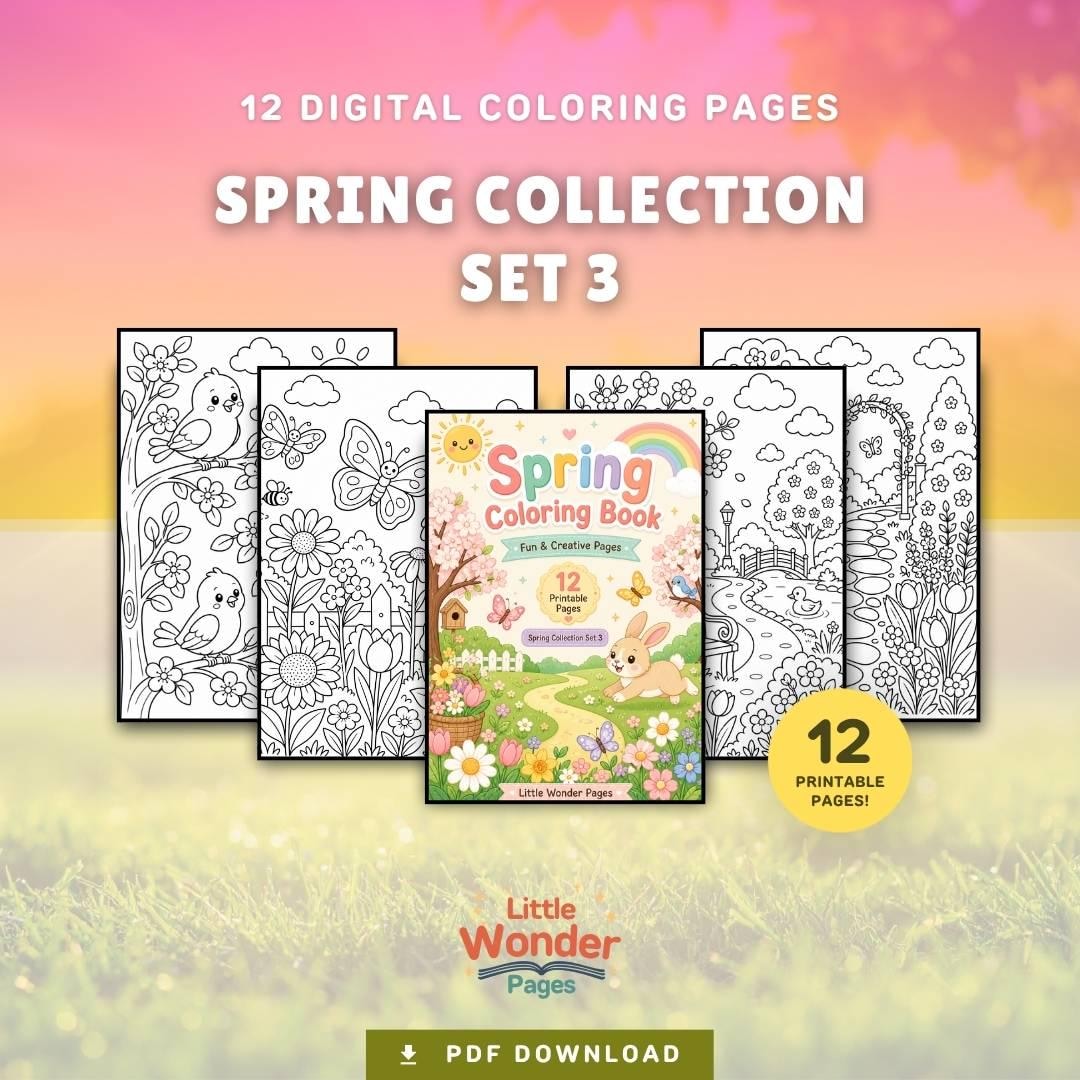 NEW! Spring Coloring Book Printable PDF | Spring Collection Set 3 ...