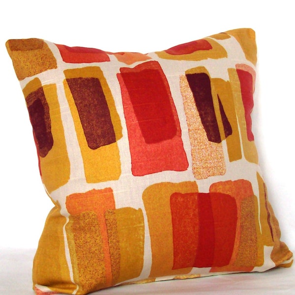 Designer Throw Pillow Cover - Red Orange Yellow Modern Blocks, Optional Zipper - 18x18 or 20x20 inch  Decorative Cushion Cover