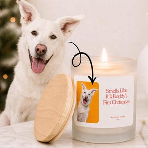 パーソナライズされたペット用クリスマスキャンドルギフト、犬の飼い主へのクリスマスプレゼント、カスタム写真入り記念ジャー、犬のママへのギフトアイデア、ペットキャンドル、カスタマイズ、新しい犬のママ