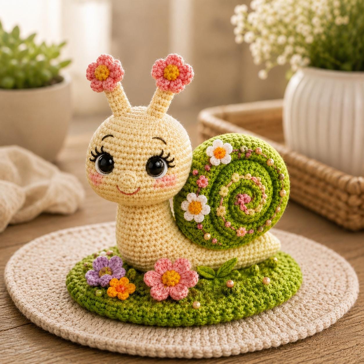 40 Crochet Snails, Slugs, Caterpillars, and Worms Patterns Worth Noticing 13 Sunny Garden Snail Crochet