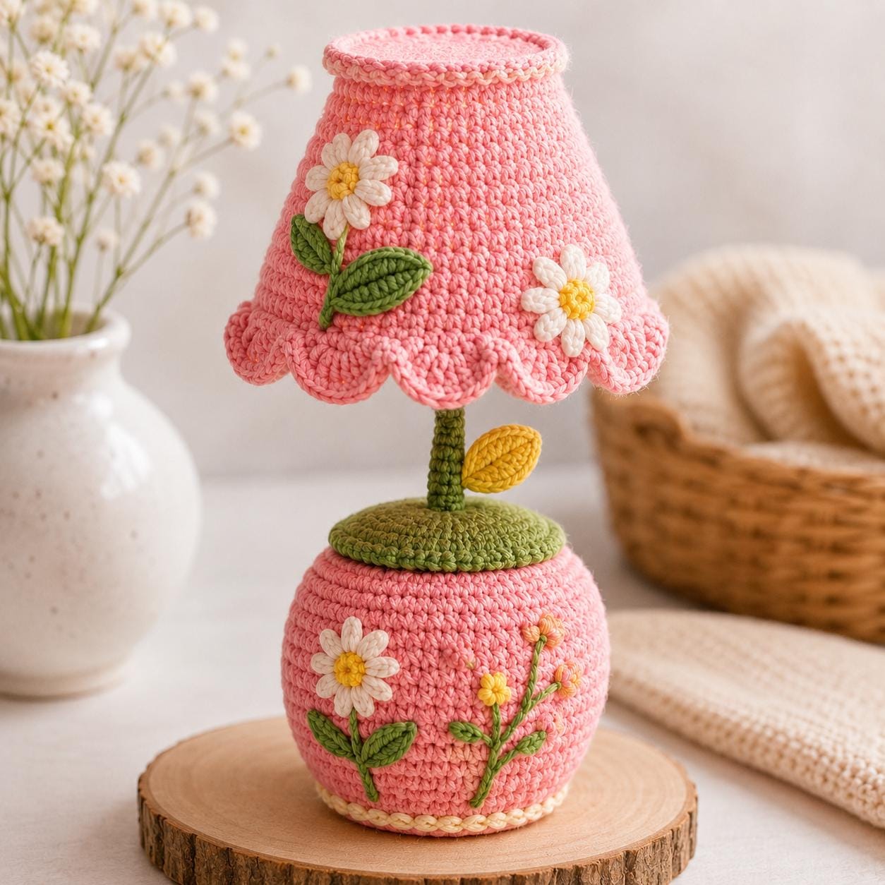34 Crochet Lamps That Will Look Great in Your Home 32 Daisy Bloom Crochet Lamp