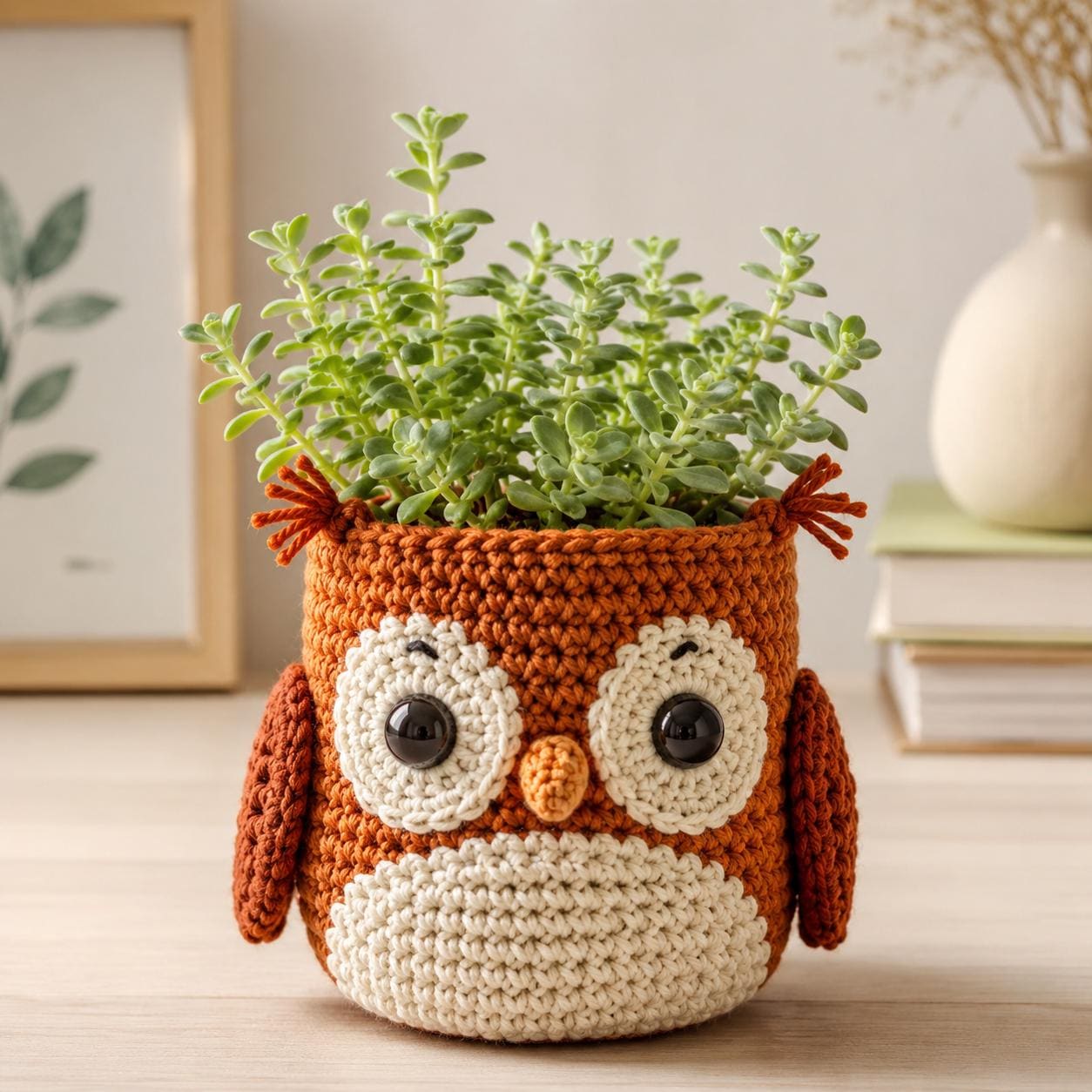 Hoot & Bloom Crochet Owl Planter Pattern, Amigurumi Plant Pot Cover PDF ...