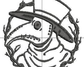 Plague Doctor Embroidery Design for Machine Embroidery &quot;Wash Your Damn Hands&quot; Scroll - 5in, and 3 in included