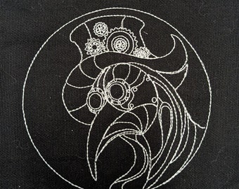 Steampunk Plague Doctor Embroidery Design 5 inches for Machine Embroidery
