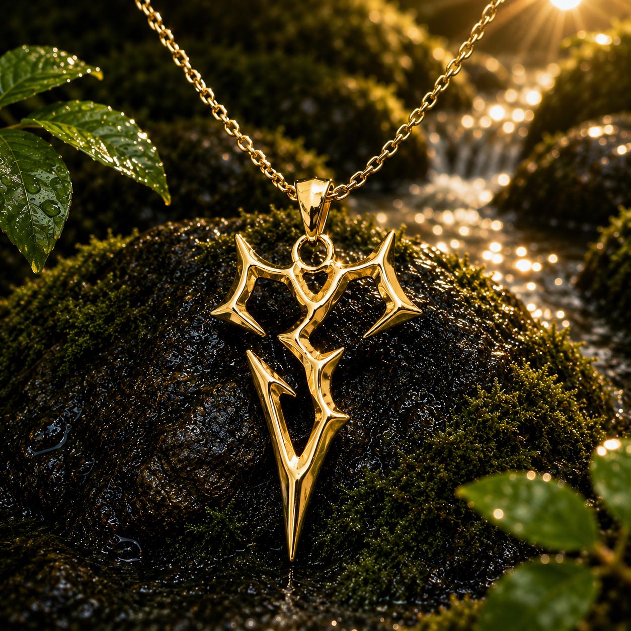 Sterling Silver Tidus FFX Zanarkand Abes Necklace, Dark Fantasy