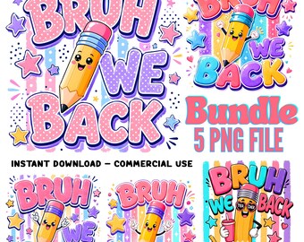 PACCHETTO Bruh We Back Teacher png, Ritorno a scuola, Insegnante matita Png, Insegnante divertente sublimazione, Ritorno a scuola insegnante PNG, Insegnante umoristico Png
