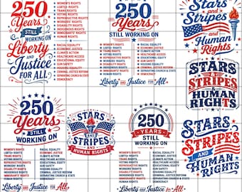 Barras y estrellas y derechos humanos PNG, 250 años de Estados Unidos trabajando por la justicia social PNG, 4 de julio liberal, Barras y estrellas 4 de julio