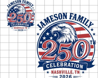 PNG personalizado para a família EUA 250, arquivo patriótico combinando para o 4 de julho, personalizado para o 250º aniversário da América, equipe patriótica combinando, Dia da Independência dos EUA