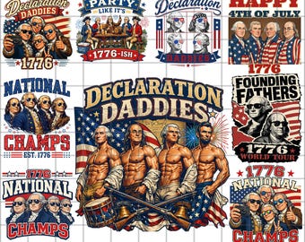 BUNDEL Png-verklaring Daddies Patriottisch 4 juli, VS Founding Daddies, Founding Fathers Fanclub, 4 juli, Funny Founding Fathers