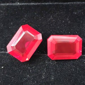 Natural Burma Flawless Red Ruby 30 Ct 2Pcs GIE Certified Emerald Cut Loose Gemstone