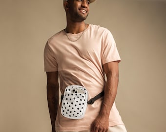 Crossbodytas met stippen | Minimalistische streetwear-schoudertas, verstelbare riem