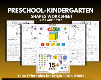 Preschool Shapes Worksheets For Kids, Shape Recognition Activities, Kindergarten Math Worksheets, Fine Motor Skills