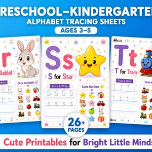 Werkbladen alfabet overtrekken A–Z afdrukbaar | Oefening voor het traceren van brieven voor kleuters en kleuters | ABC-handschriftactiviteit voor kinderen | Dat It