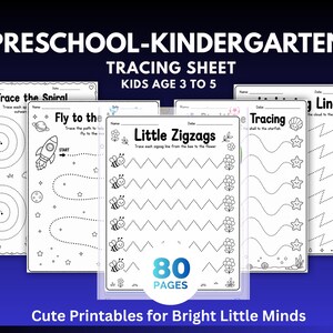 Bundel werkbladen traceerlijnen, afdrukbare pdf voor kleuters, leerplan kleuterschool, pre-handschrift, digitale download