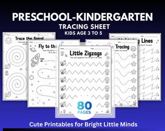 Tracing Lines Worksheets Bundle,  Preschool Printable PDF,  Kindergarten Curriculum Learning, Pre Handwriting, Digital Download