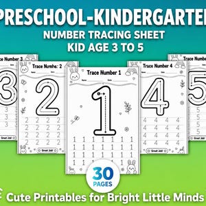 Number Tracing Worksheets for Preschool & Kindergarten Kids | Printable Number Writing Practice PDF | Handwriting Practice | Kids Tracing |