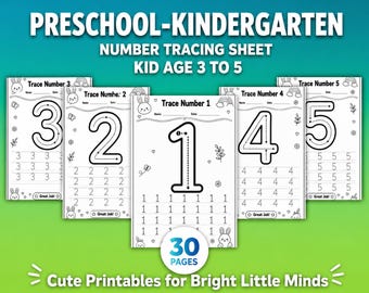 Number Tracing Worksheets for Preschool & Kindergarten Kids | Printable Number Writing Practice PDF | Handwriting Practice | Kids Tracing |