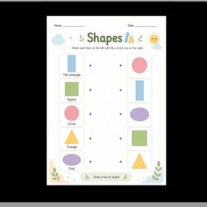 Printable Matching Worksheets, Kindergarten Learning Activity, Match the Picture, Educational Pages, Homeschool , Busy book, 40+ PDF image 3
