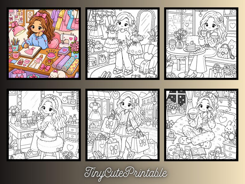 Kawaii Fashion Coloring Book for Teens, Cozy Self-Care Activity (PDF Download) image 2