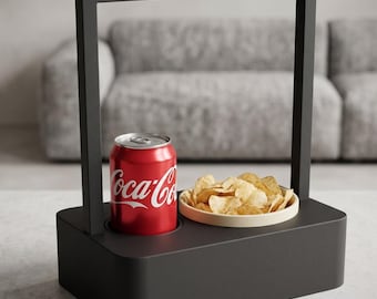 Plateau de canapé noir mat, service à boissons et en-cas pour soirées cinéma