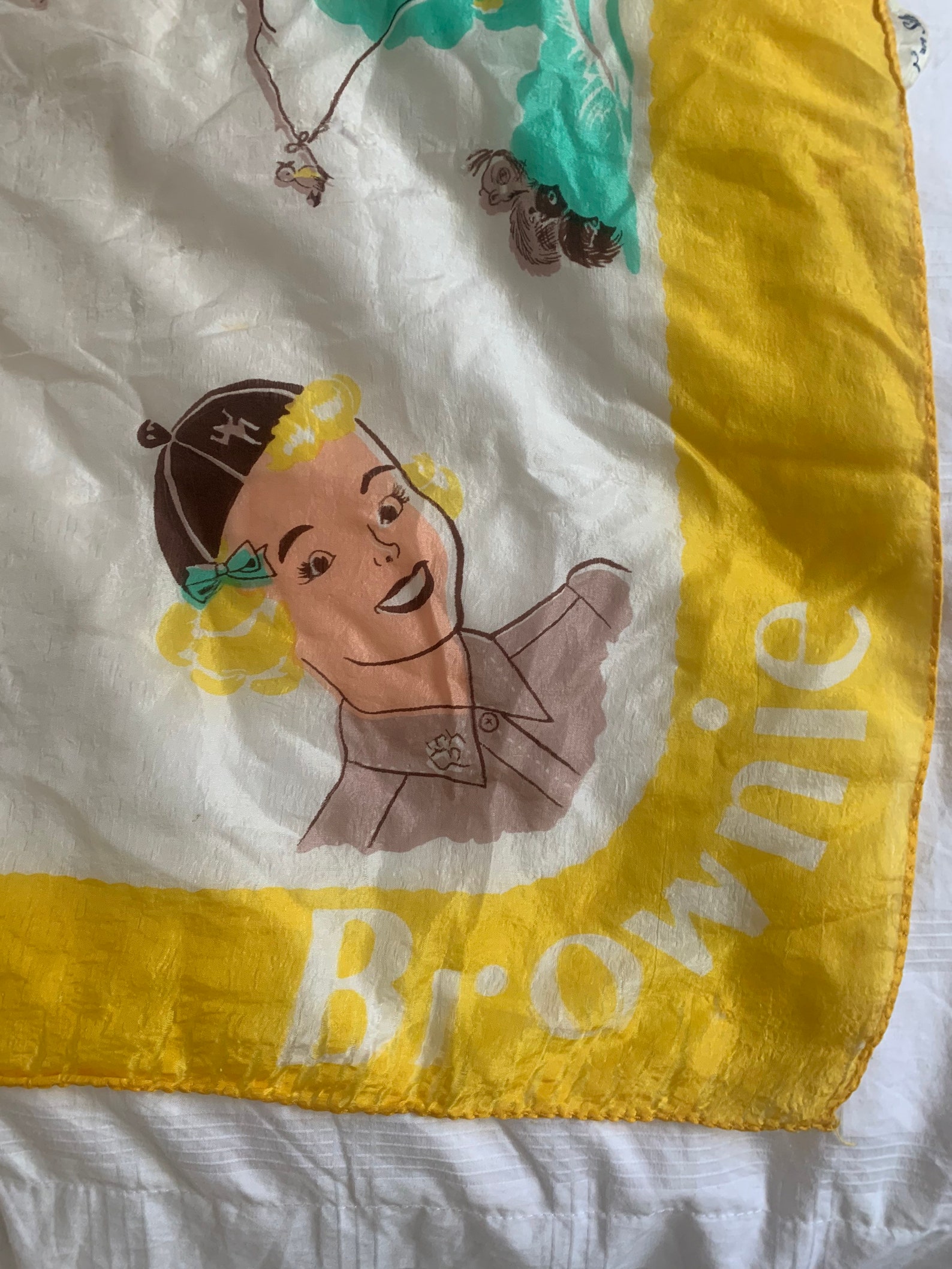 Vintage Girl Scout Brownie silk scarf Etsy