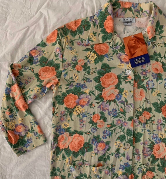 80s floral duster smock artist jacket