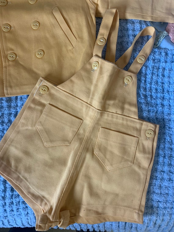 Vintage baby 2 piece overalls shorts jacket nautic