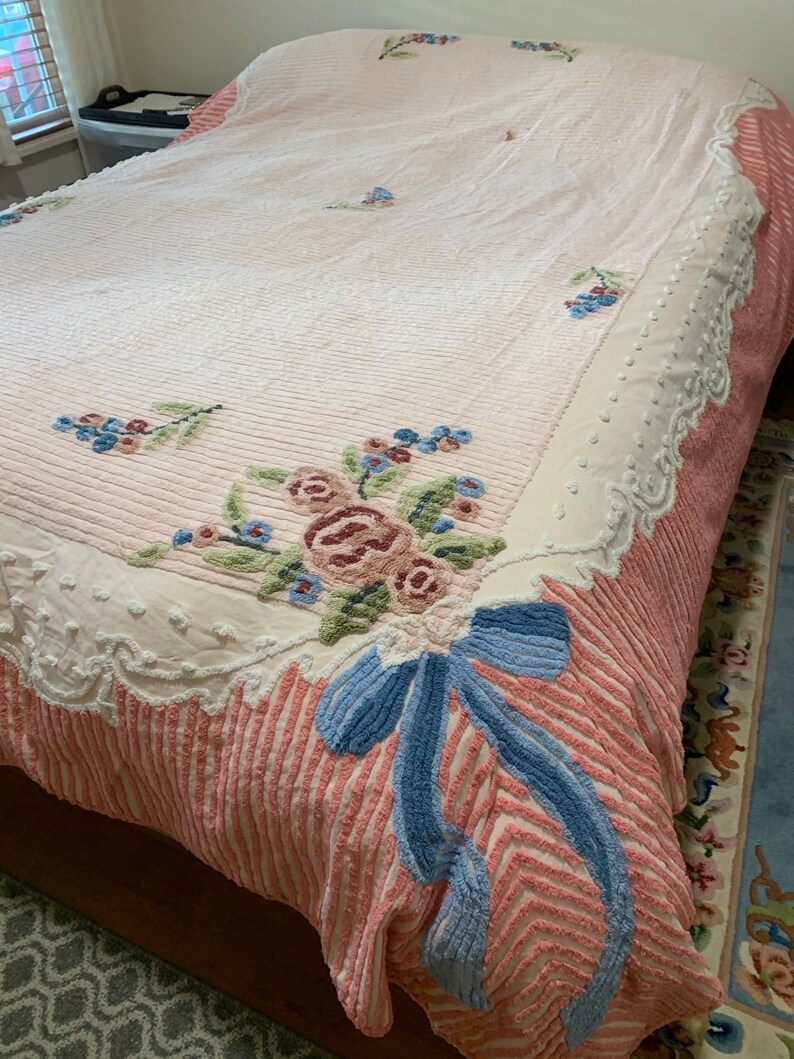 Chenille Bedspread Cutter Fabric Beautiful Blush Rise Pink Etsy